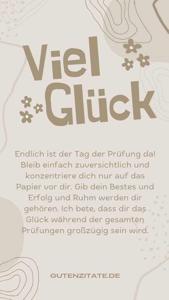 Viel Glück Wünsche für Prüfungen